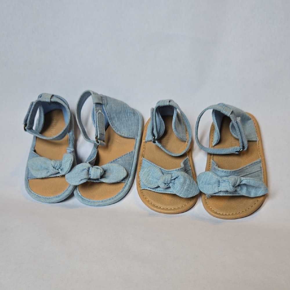 Set of 2 - Old Navy Size 12-18 Month Chambray Baby Girl Summer Sandals